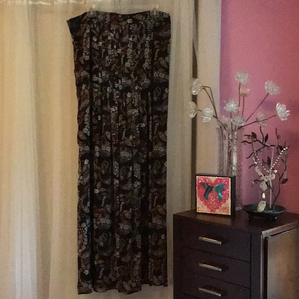 #Anthropologie Strapless, Floral Front Pleat Maxi